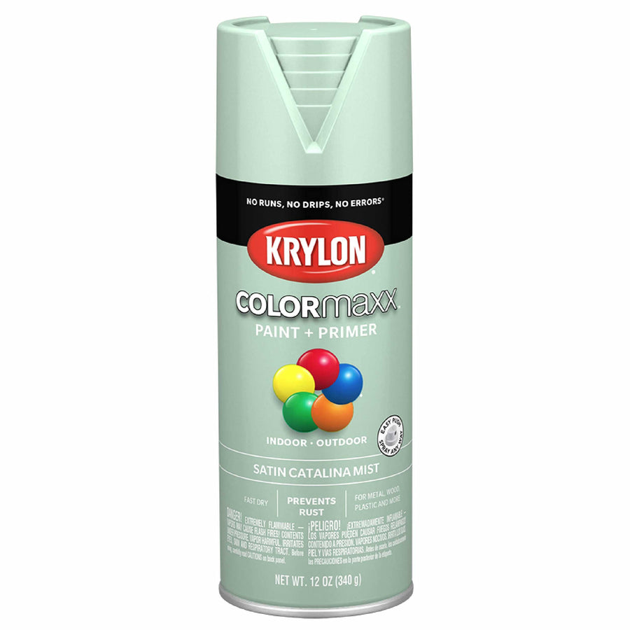 Krylon COLORmaxx K05561007 Spray Paint and Primer for Indoor/Outdoor Use, Satin Catalina Mist Teal