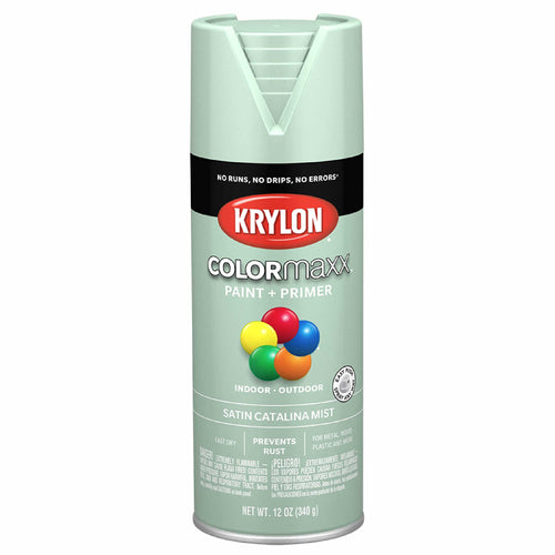Krylon COLORmaxx K05561007 Spray Paint and Primer for Indoor/Outdoor Use, Satin Catalina Mist Teal