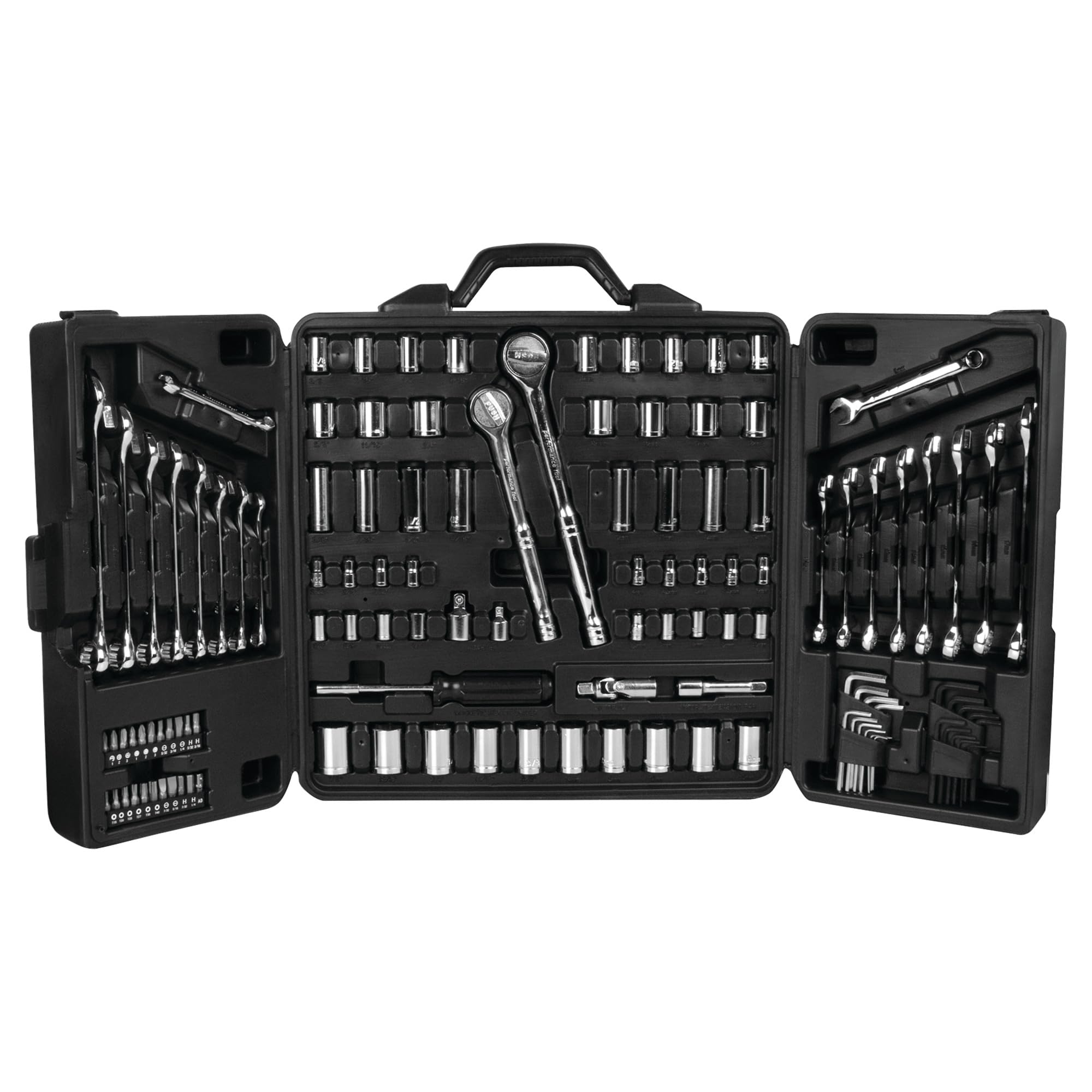 Tri-Fold Mechanic's Tool Set Performance Tool W1525 for Auto Repairs, Gray, 1/4-Inch, 3/8-Inch & 1/2-Inch Drive, 125 Pieces
