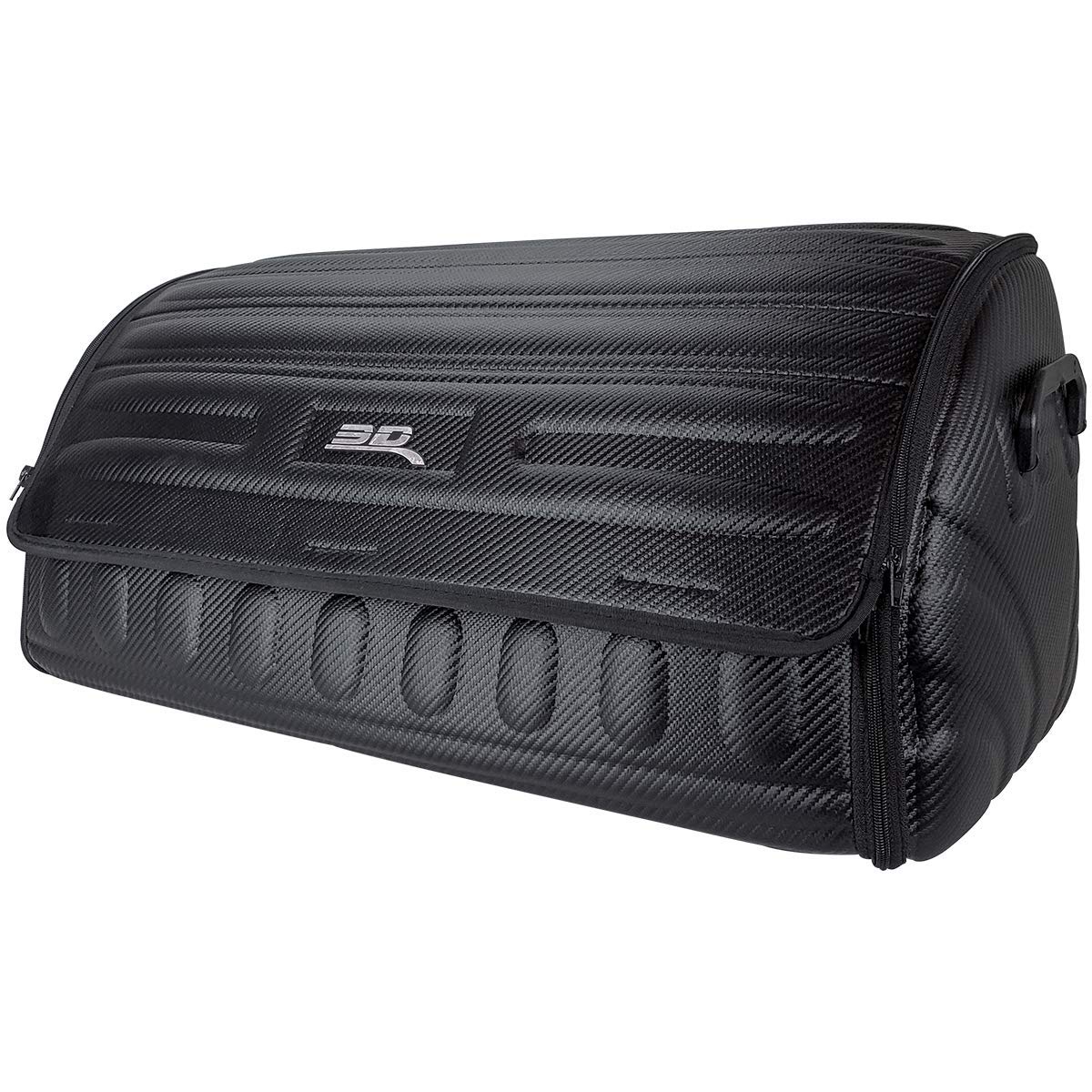 Handy Trunk Organizer 3D MAXpider with Lid (Black) - Large Capacity, Waterproof, Foldable, Compatible with SUV, Sedan, and Tools (Carbon Fiber, 27.5"x12"x12.5")
