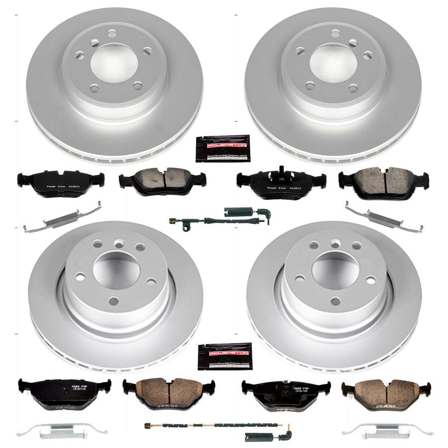Power Stop Z23 Evolution Geomet Coated Brake Kit and 1 Front & 1 Rear Sensor Wires For BMW Z4 2003-2008 [Model Specific]