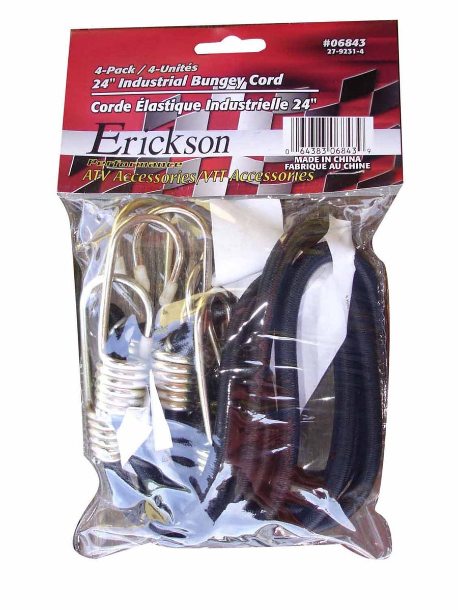 24" Industrial Bungey Cord Erickson, (Pack of 4) Black