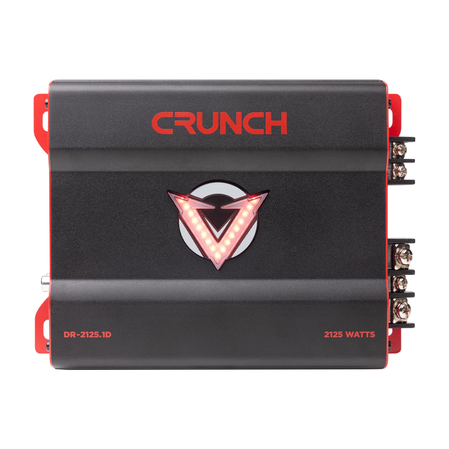 Crunch V-Drive 2125W Mono Block Subwoofer Car Audio Amplifier - Class D, LED VU-Meter, QTD Cooling, Adjustable Crossovers, Bass Remote, PWM Power Supply