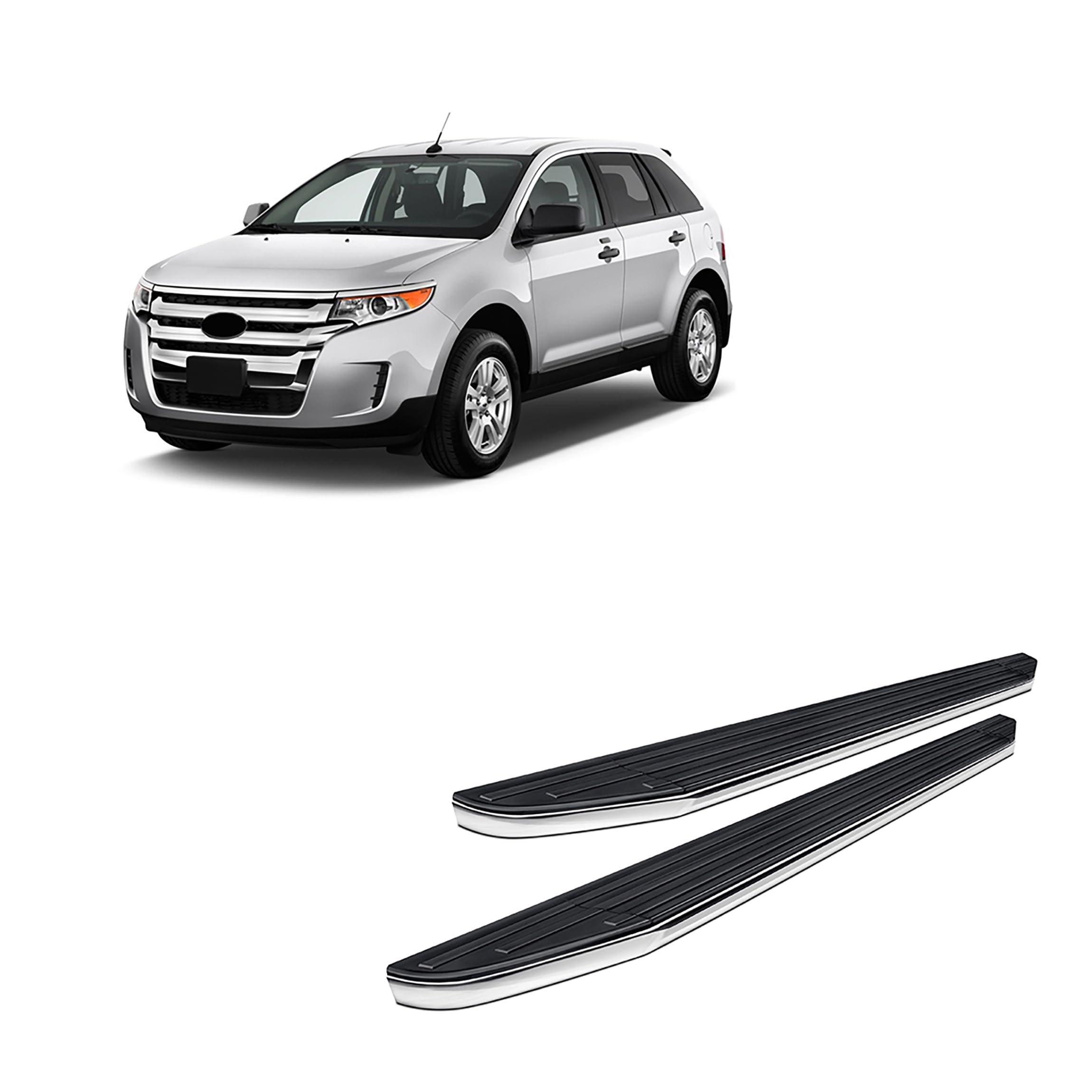 Premium Black Horse Running Boards Black Compatible with 2007-2014 Ford Edge (Excludes Sport and Eco-Booster Models)-PR-FRED