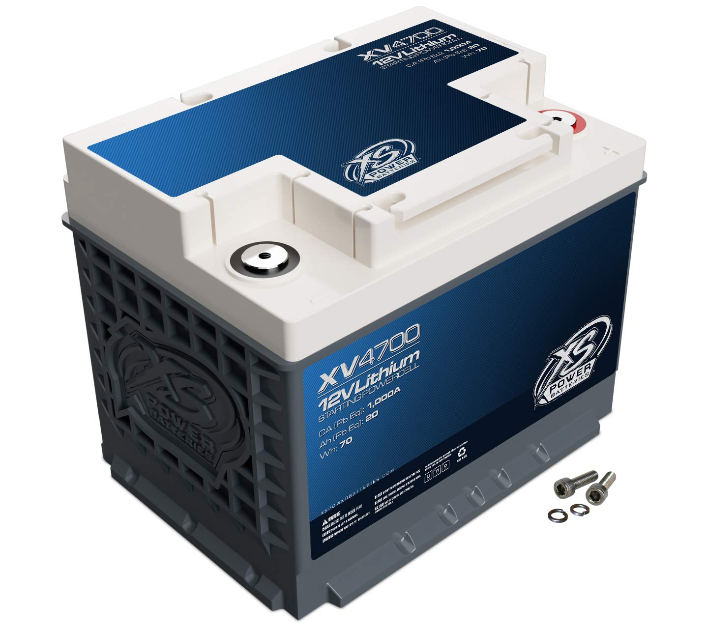 XS Power XV4800 Lithium Battery 1335 Amp with M6 Terminal Hardware - Group 47 12 Volt 6Ah 670CA Deep Cycle LTO Racing Powercell for Performance Cars