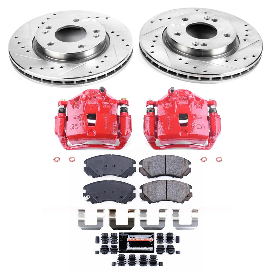 Power Stop Z23 Evolution Sport Brake Upgrade Kit KC5291 with Powder Coated Calipers For Hyundai Elantra 2007-2010 [Model Specific]