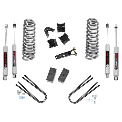 2.5" Rough Country Suspension Lift Kit for Ford F-100/F-150 4WD (1977-1979) - N3 Shocks, Front Coil Springs, C-Bushings & Lift Blocks, Fits Up to 33" Tires