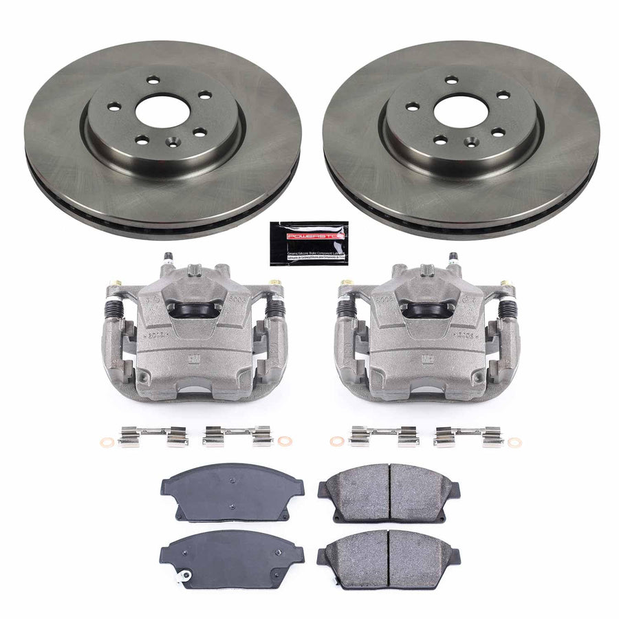 Power Stop KCOE6996 Front Caliper Brake Kit- Brake Rotors, Ceramic Brake Pads and Brake Calipers For Chevrolet Trax 2015-2017 [Model Specific]