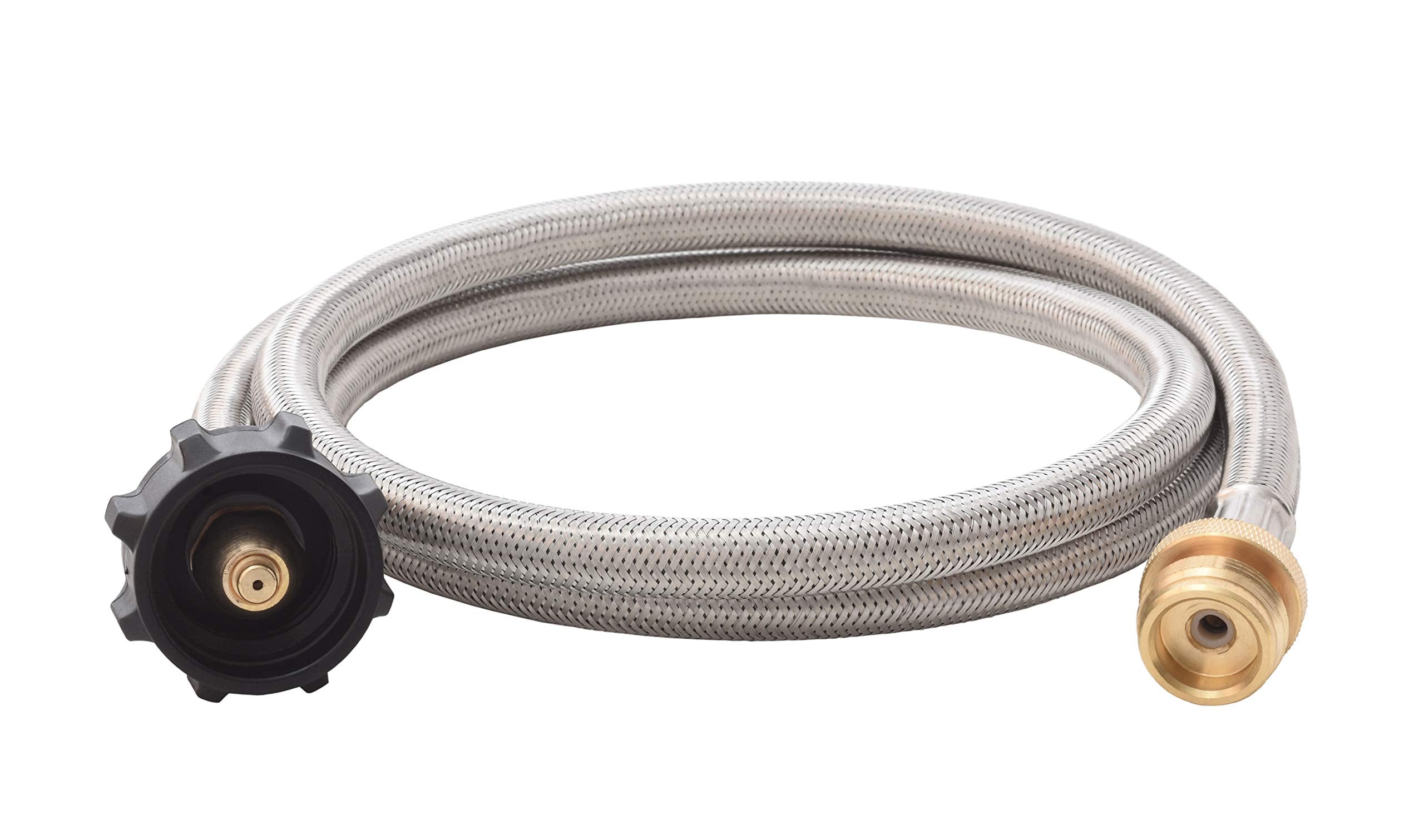 5-FT Flame King Steel Braided Hose, 1 lb to 20 lb Propane Tank Adapter, Connects Portable Appliances to Standard Propane Tanks with QCC1/Type1 Tank