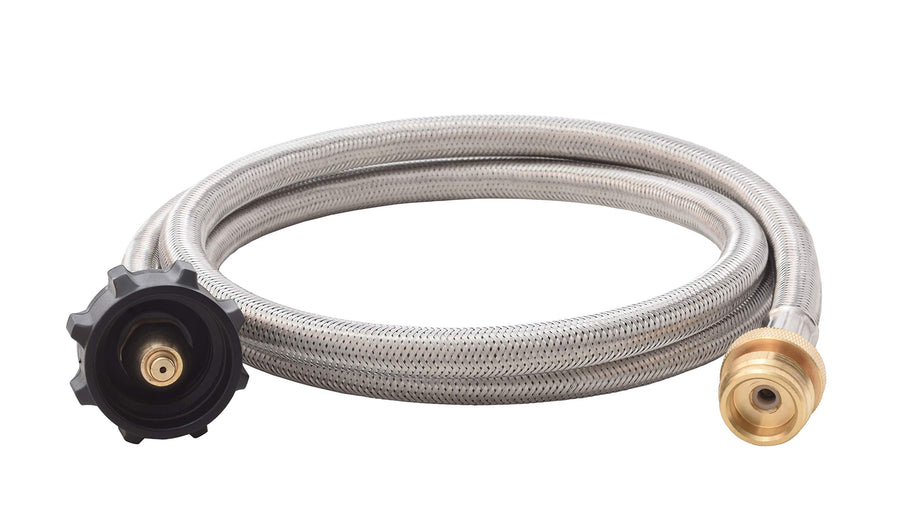 5-FT Flame King Steel Braided Hose, 1 lb to 20 lb Propane Tank Adapter, Connects Portable Appliances to Standard Propane Tanks with QCC1/Type1 Tank