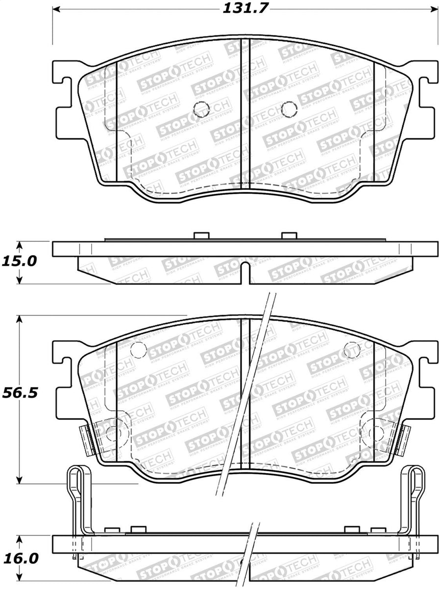 Front StopTech 308.07550 Brake Pads with Shims and Hardware Street