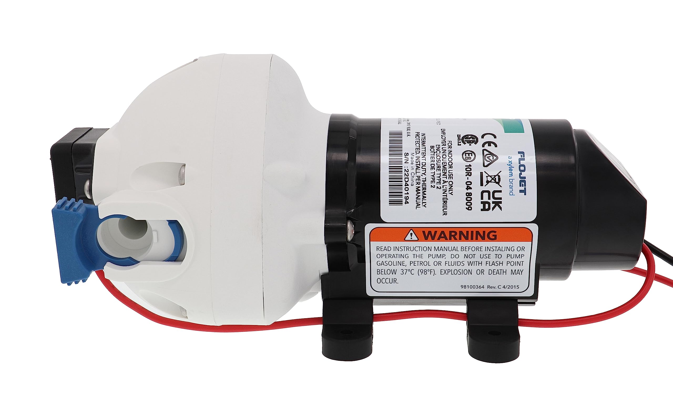 RV Water Pump Flojet R3526144D, 12 VDC 3-Chamber - Small Water Pump Ideal for Boats/Camper-Trailers - 3 GPM, 50 PSI - Self-Priming - Corrosion-Resistant & Quiet - Auto Shut-Off - Withstands Up to 160F