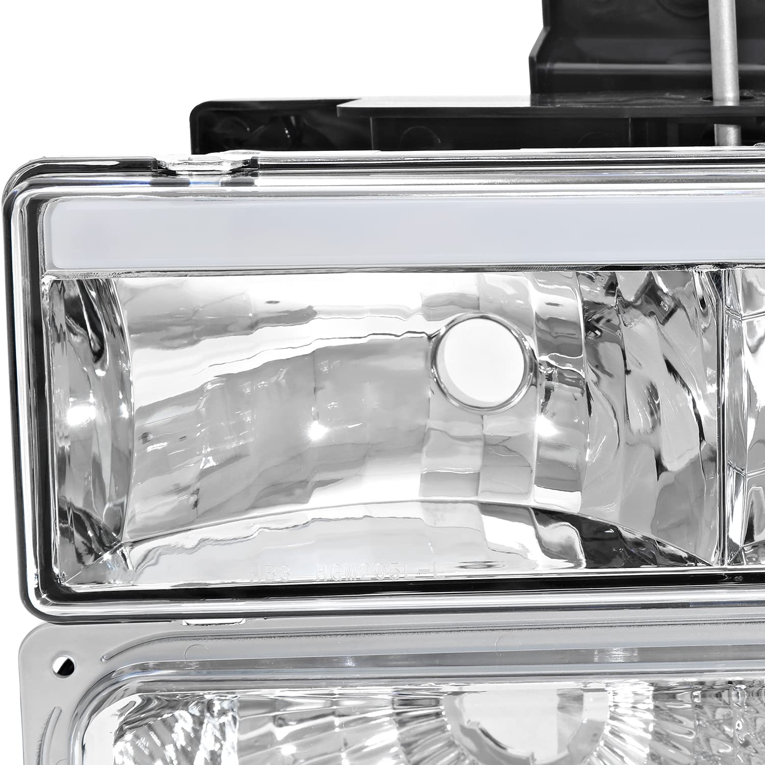Chrome LED Tube Headlights + Bumper Parking + Corner Lights SPEC-D TUNING Compatible with 1994-1998 GMC C10 Pickup Sierra Suburban Yukon Left + Right Pair Assembly
