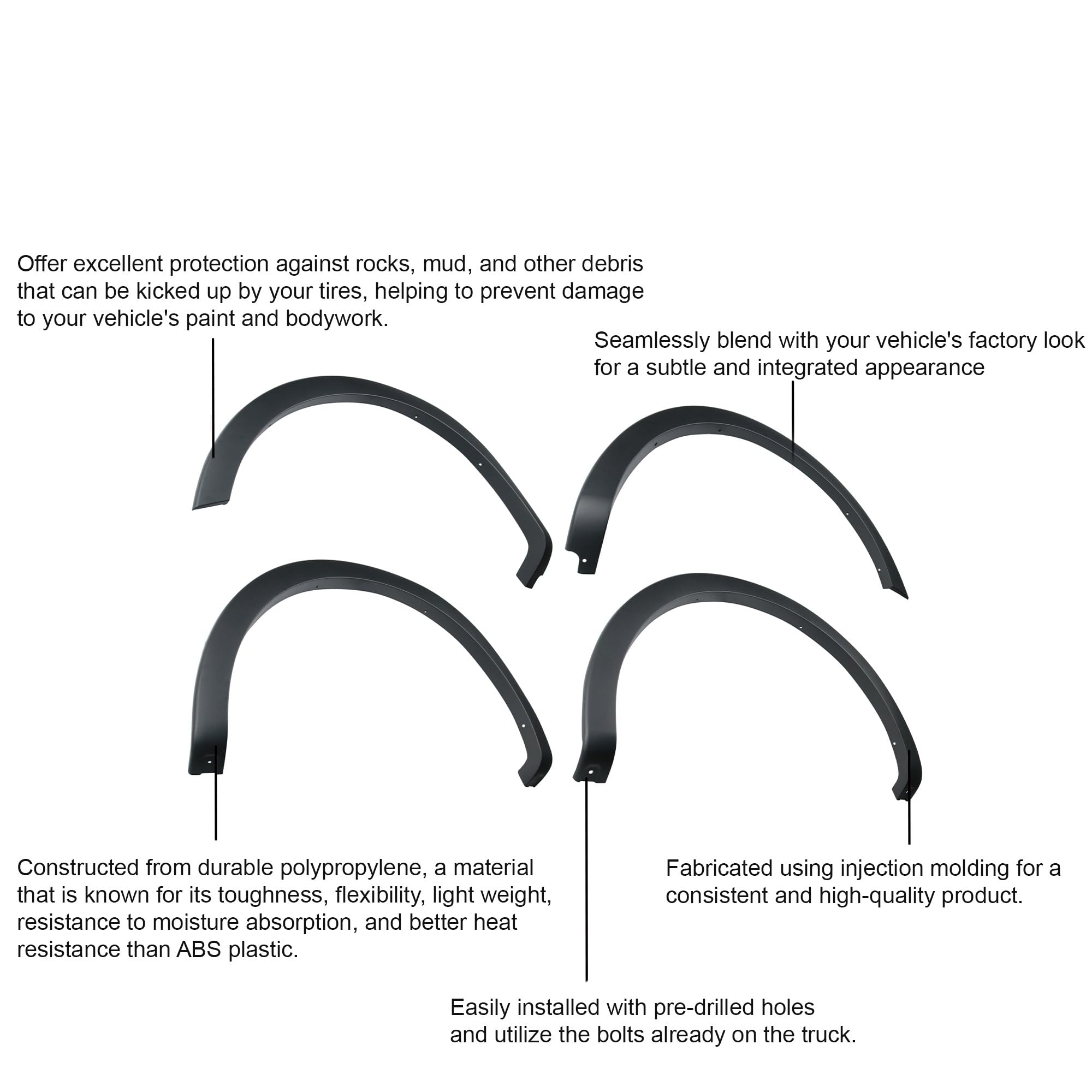 OE Factory Style Black Black Horse Fender Flares Compatible with 2009-2014 Ford F-150-FOEFO09
