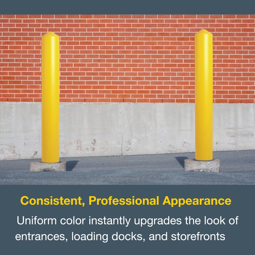 Bollard Covers Eagle for 8 Inch Poles - 57" Tall, Durable Smooth HDPE Plastic - Trimmable Yellow Bollard Post Sleeve for Parking Lots, Warehouses, and Loading Docks, 1737