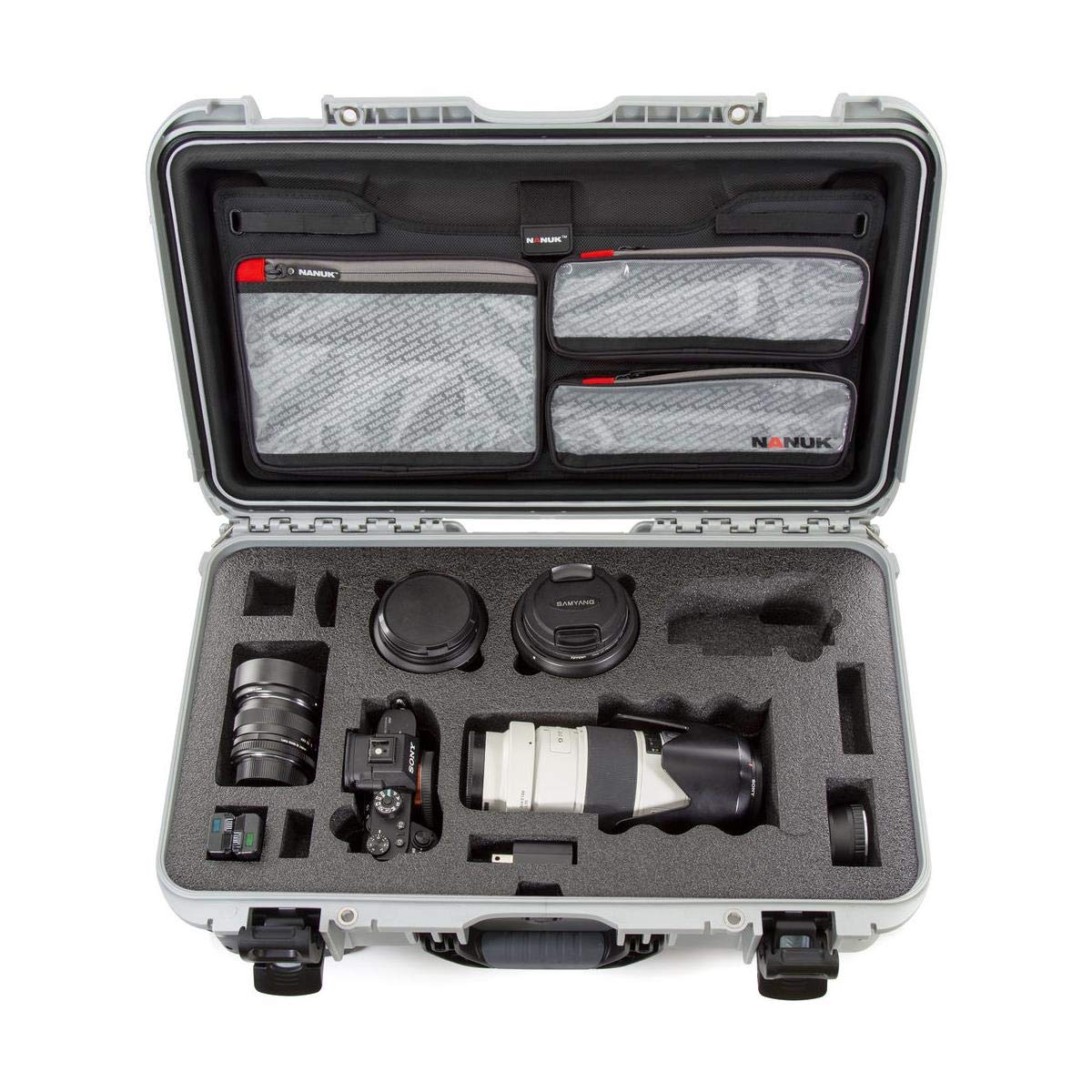 Nanuk 935 Media Series Wheeled Lightweight NK-7 Resin Hard Case with Foam Insert for Sony A7R, Silver