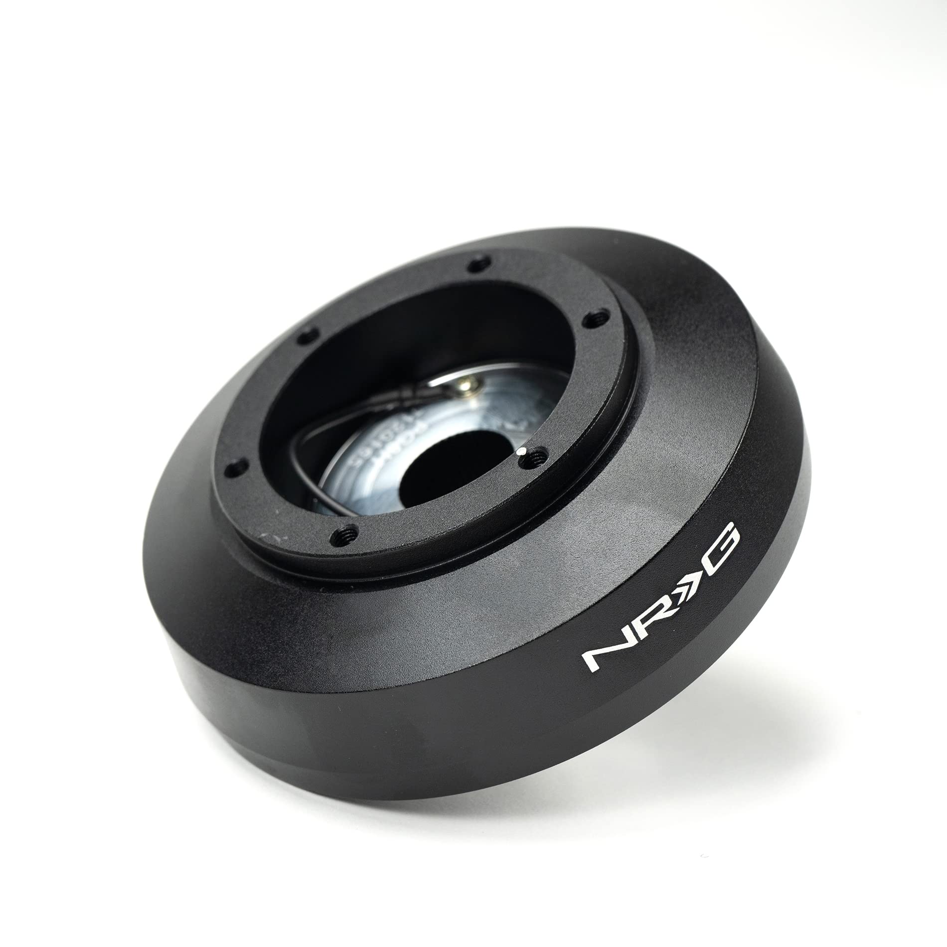 NRG Innovations Short Hub Racing Style Steering Wheel, Lockable Aluminum Steering Shaft, 6x70mm Bolt Pattern Quick Release Adapter Unit, Compatible With 08-09 Pontiac G8, Black, NRG-SRK-PG8H