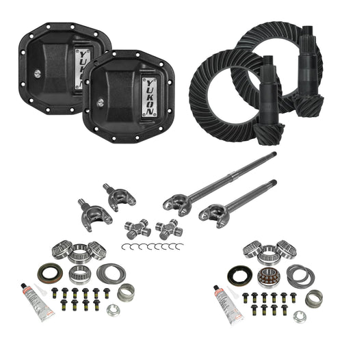 Stage 3 Yukon Re-Gear Kit w/Diff Covers for Dana 30/35, 4340 Chromoly Fr Axles, 4.56 Ratio, 24 Spline, Compatible with Jeep JL Non-Rubicon, YGK073STG3