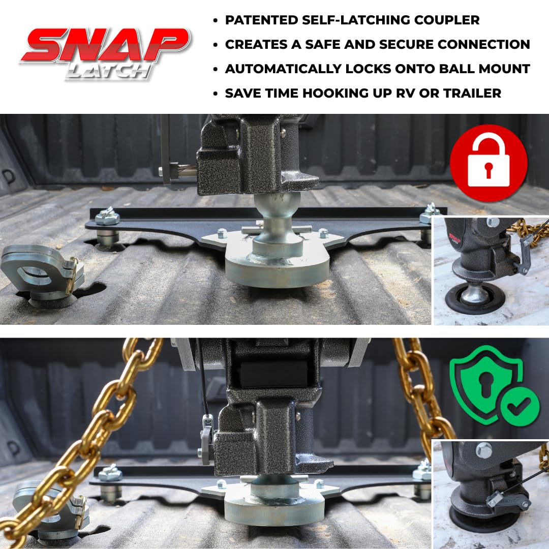 Fifth Wheel to Gooseneck GEN-Y Hitch SnapLatch Coupler | 3,500-6,500 Pound Pin Weight Range | 30K Pound Towing Capacity | Compatable with 2 5/16" Gooseneck Ball
