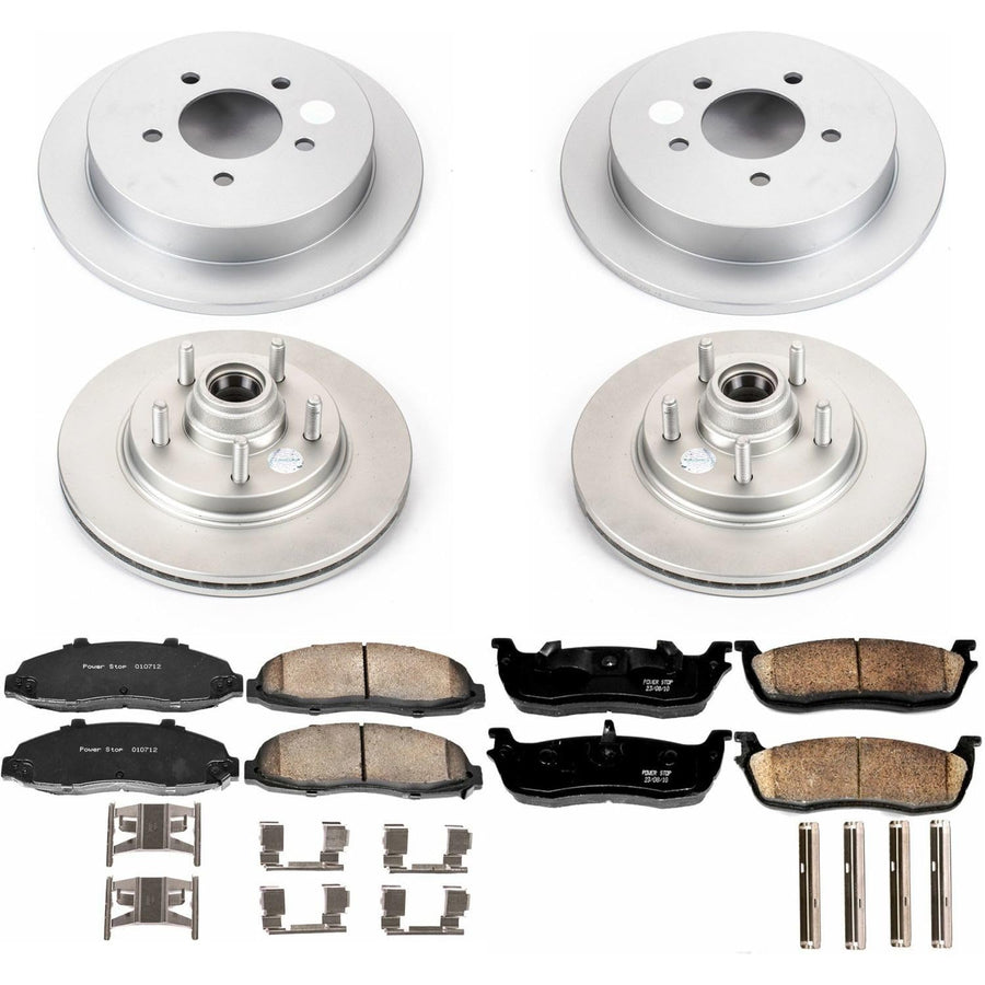 Power Stop CRK1915 Brake Rotor Coated & Ceramic Brake Pads- front & rear For Ford F-150 2000-2003, Ford F-150 Heritage 2004, Lincoln Blackwood 2002 [Model Specific]