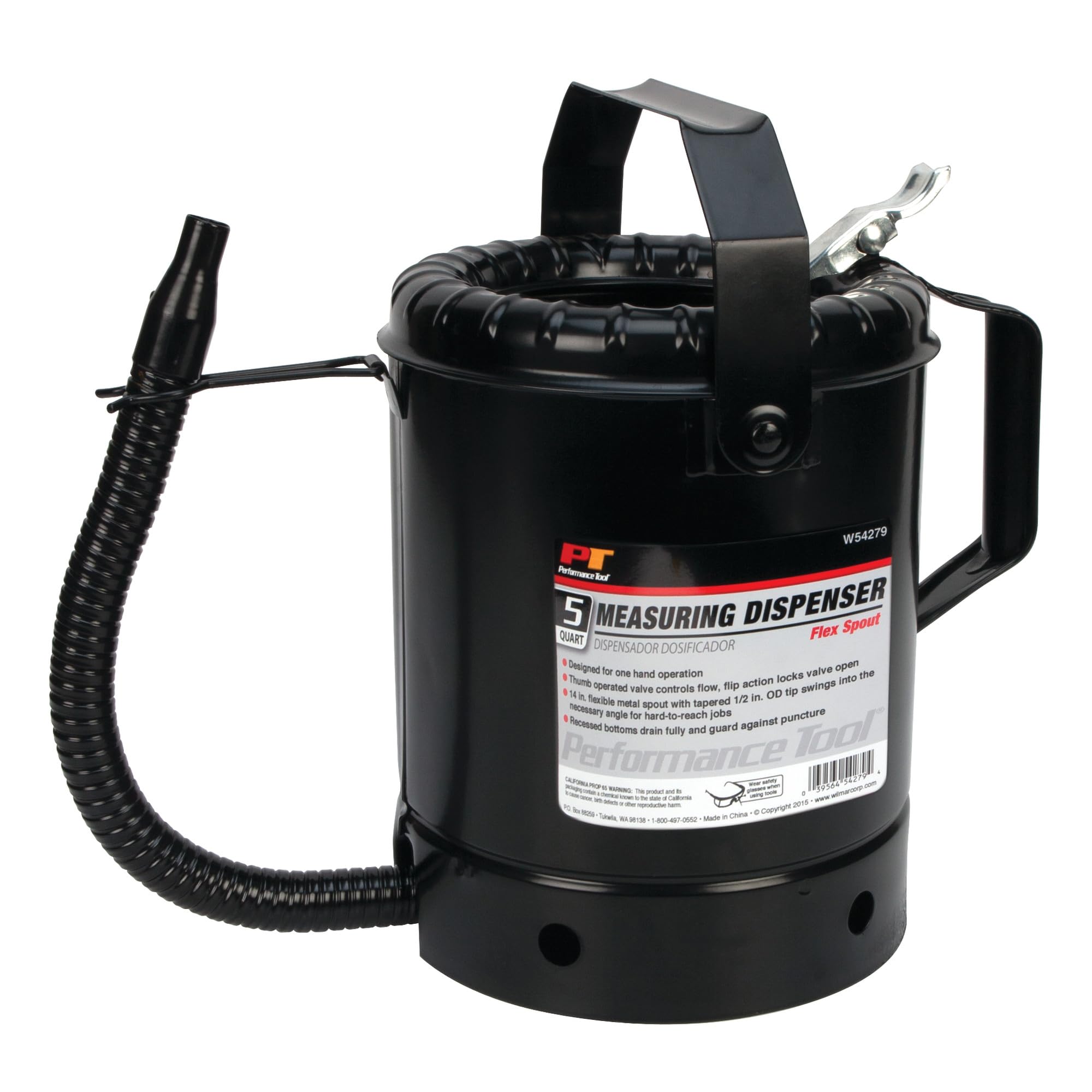 5-Quart Performance Tool W54279 Flex-Spout Measuring Dispenser Black