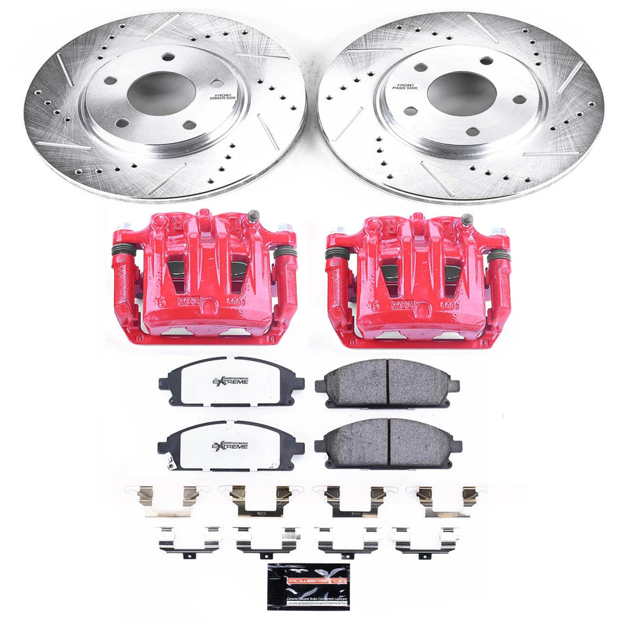Power Stop Z36 KC150-36 Truck & Tow Front Brake Caliper Kit- Brake Rotors, Brake Pads, Brake Calipers For Nissan Quest 2004-2009 [Model Specific]