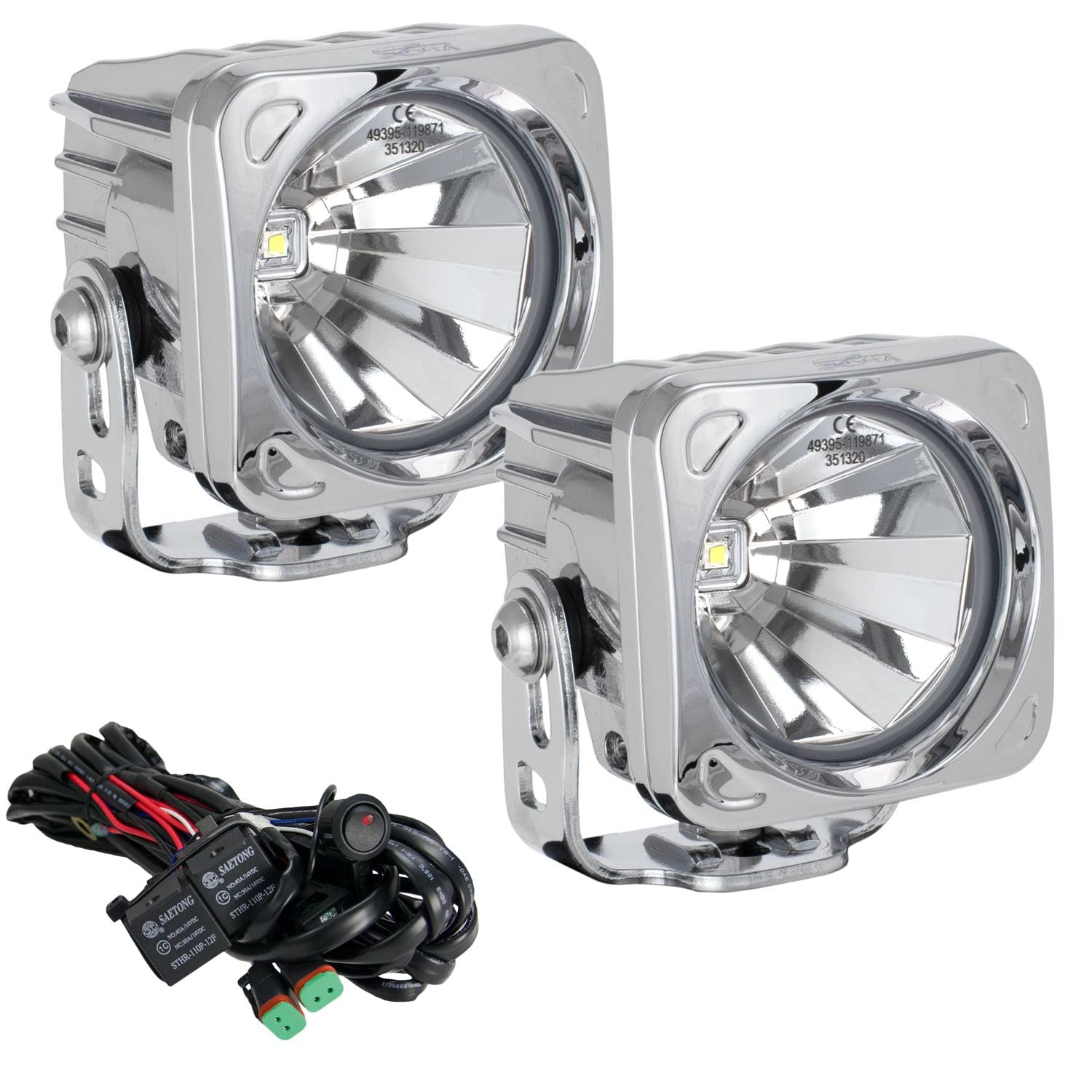 Optimus Chrome Vision X Lighting 9148540 Square 10W LED Flood Light - Pair