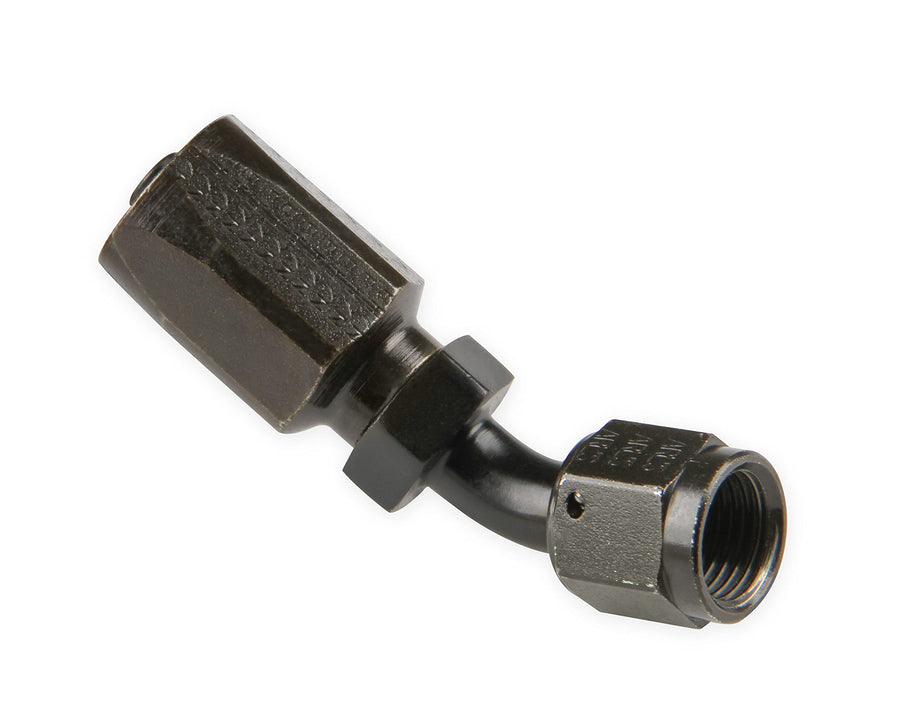 Power Steering Hose End Earl's -6 45 Deg. Black Chromate