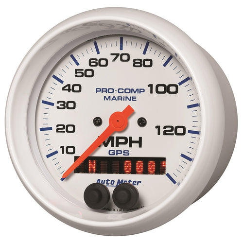 Speedometer AutoMeter Gauge, 3 3/8", 140Mph, GPS, Marine White (200638)