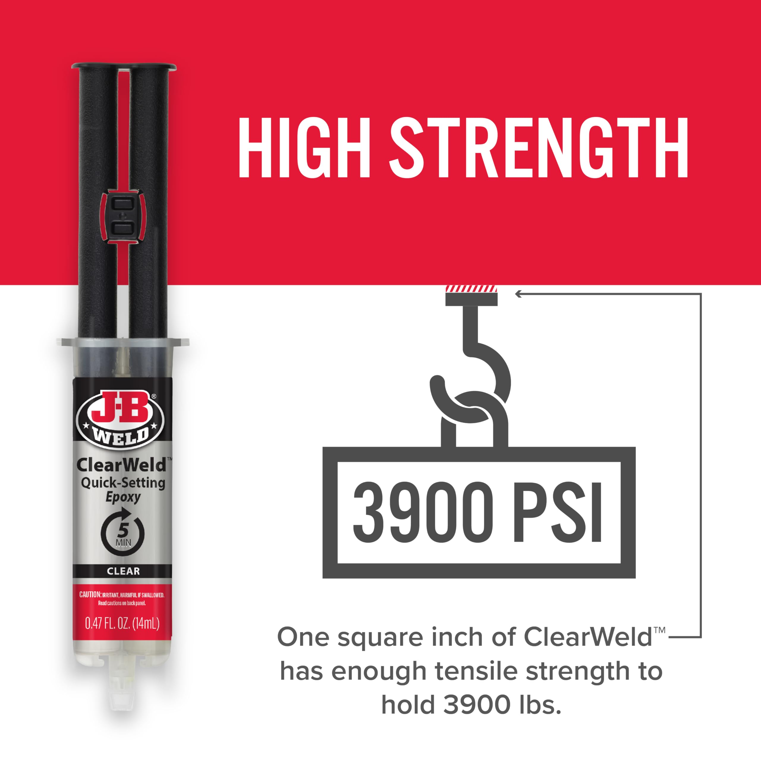 ClearWeld J-B Weld 5 Minute Epoxy, Clear, 14ml w/Static Mixer, (50114H)