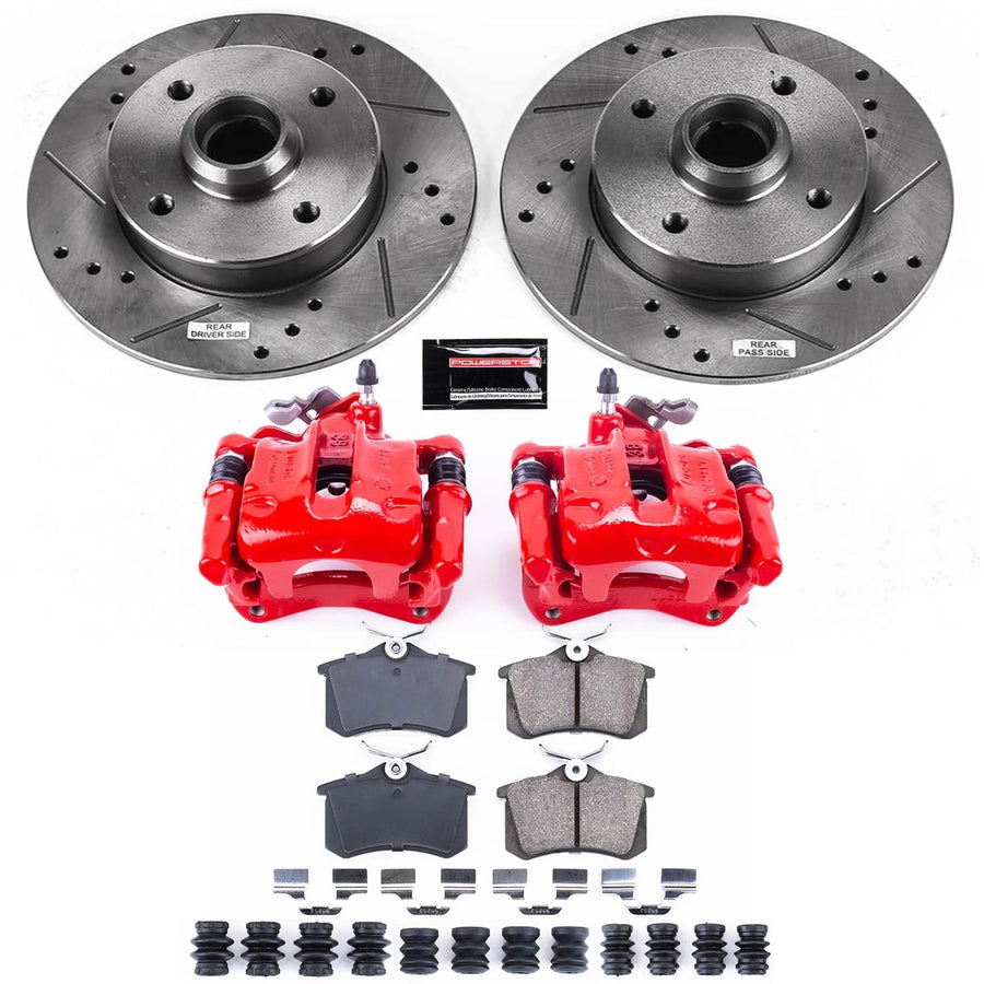 Power Stop Z23 Evolution KC369A Rear Brake Caliper Kit-Brake Rotors, Carbon-Fiber Ceramic Brake Pads, Calipers For VW Golf, VW Golf, VW Je, VW Jetta, VW Passat [Model Specific]