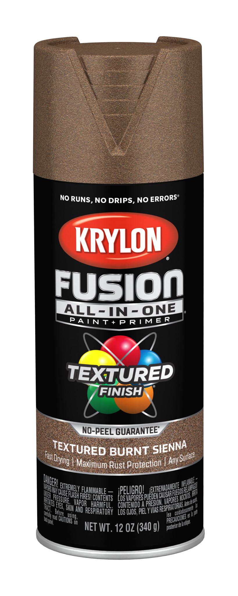 Krylon All-In-One Fusion Adhesive Spray Paint for Indoor/Outdoor Use, 12 oz, Burnt Sienna
