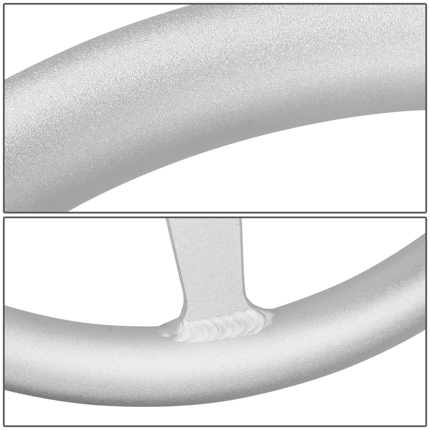 NRG Innovations All Aluminum Steering Wheel NRG-RST-071-SL 330mm - Heritage Solid Spoke- Ergonomic Grip- Anadized Silver