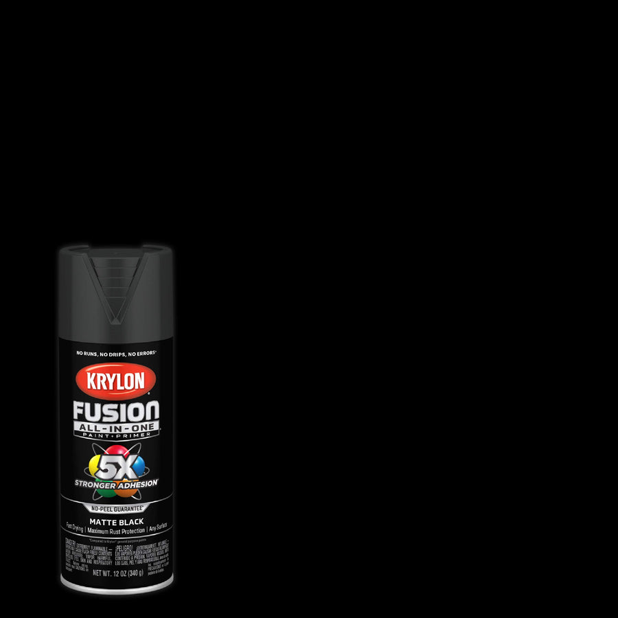 Krylon Fusion K02732007 All-In-One Spray Paint for Indoor/Outdoor Use, Matte Black, 12 Ounces (Pack of 2)