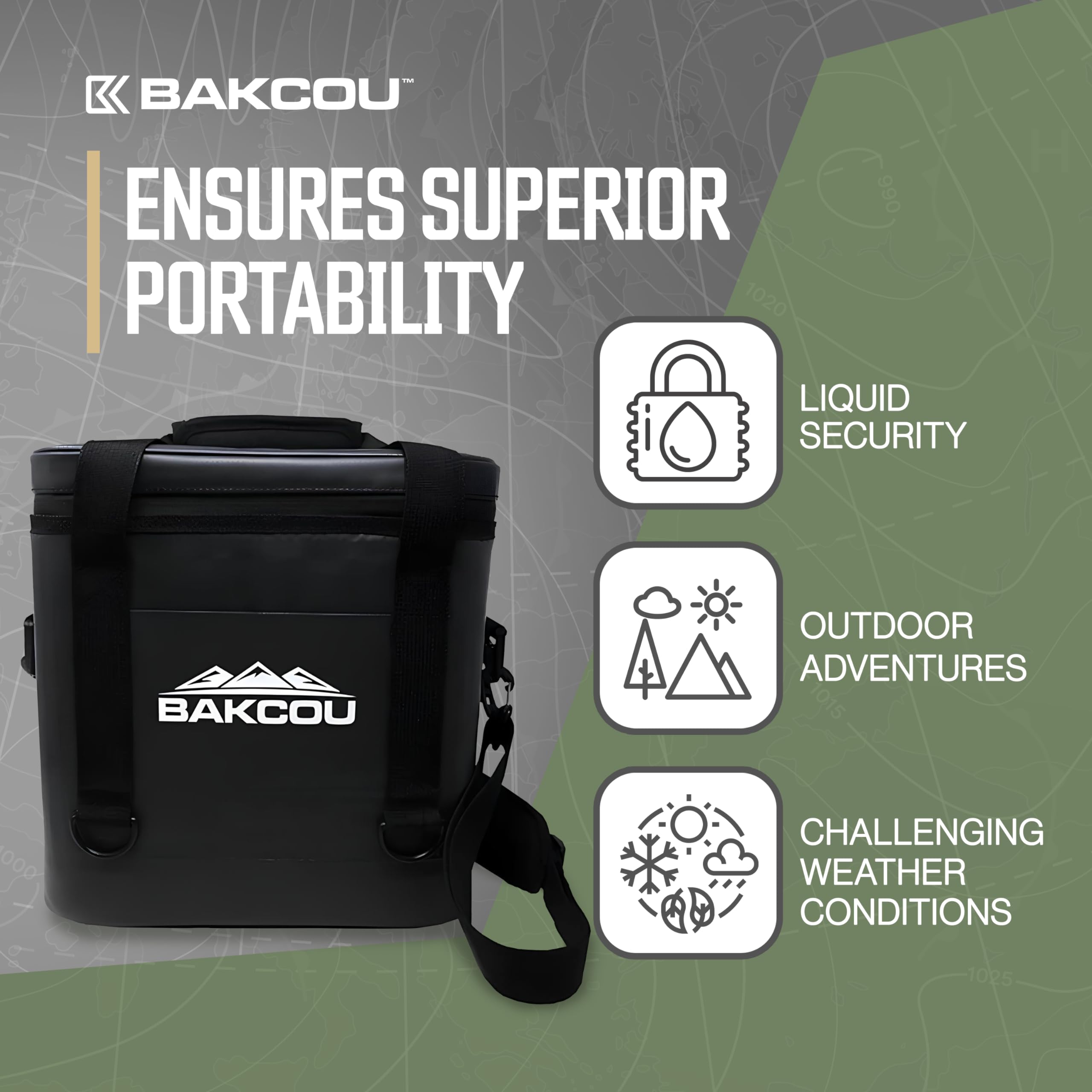 Soft-Sided Bakcou Insulated Cooler Bag - Lightweight, Leakproof, and Durable. 12-Can Capacity, Ideal for Drinks, Snacks, or Picnics. Keep Your Drinks Cold Measures - 12 1/2" Tall x 12 1/2" Wide.
