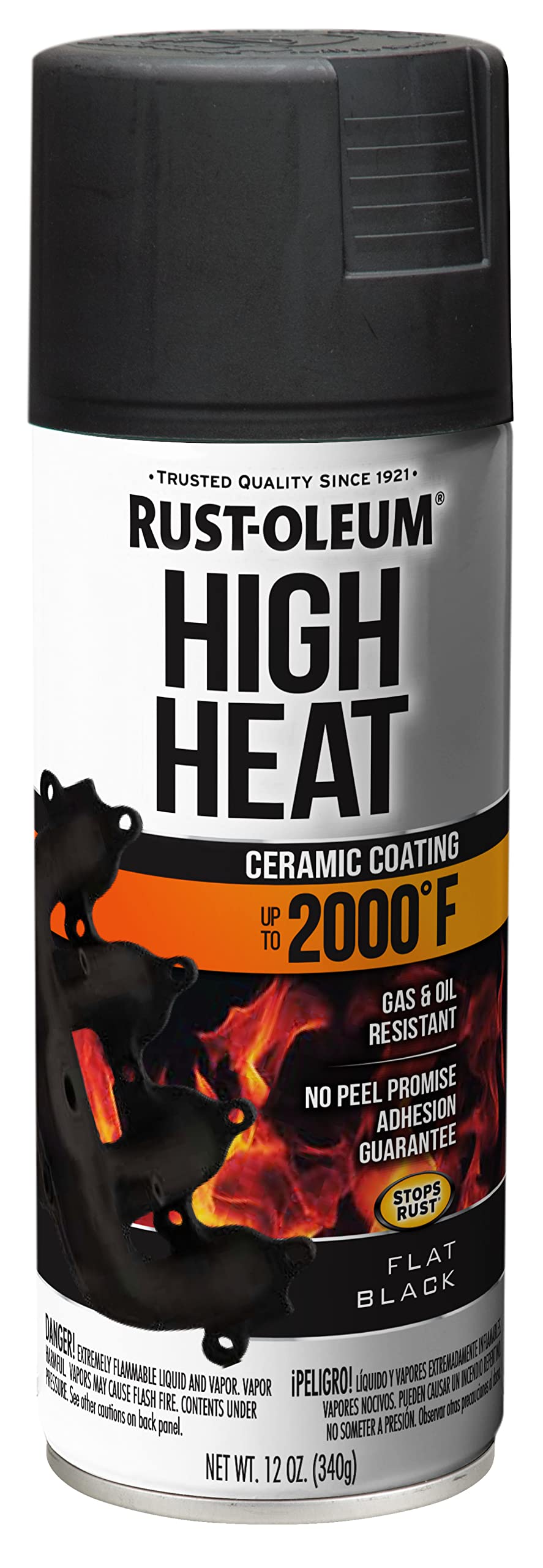 Automotive Rust-Oleum High Heat Spray Paint, 12 oz, Flat Black