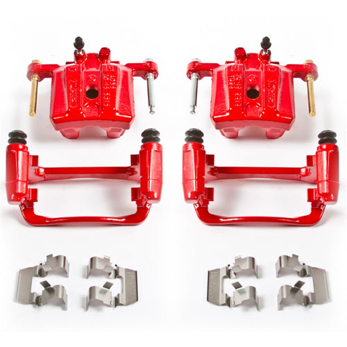 Power Stop Pair of High-Temp Red Powder Coated Rear Calipers For Mitsubishi Eclipse 2006-2012, Mitsubishi Galant 2007-2009 [Model Specific]