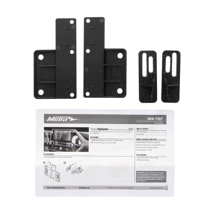 Metra Install Kit 109-TO7 for Toyota Highland 2020-Up without Factory 12.3 Screen