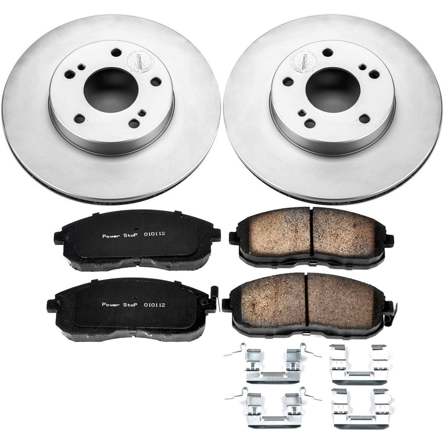 Power Stop CRK660 Brake Rotor Coated and Ceramic Brake Pads- Front For INFINITI I30 1996-1999, Nissan Maxima 1989-1999 [Model Specific]