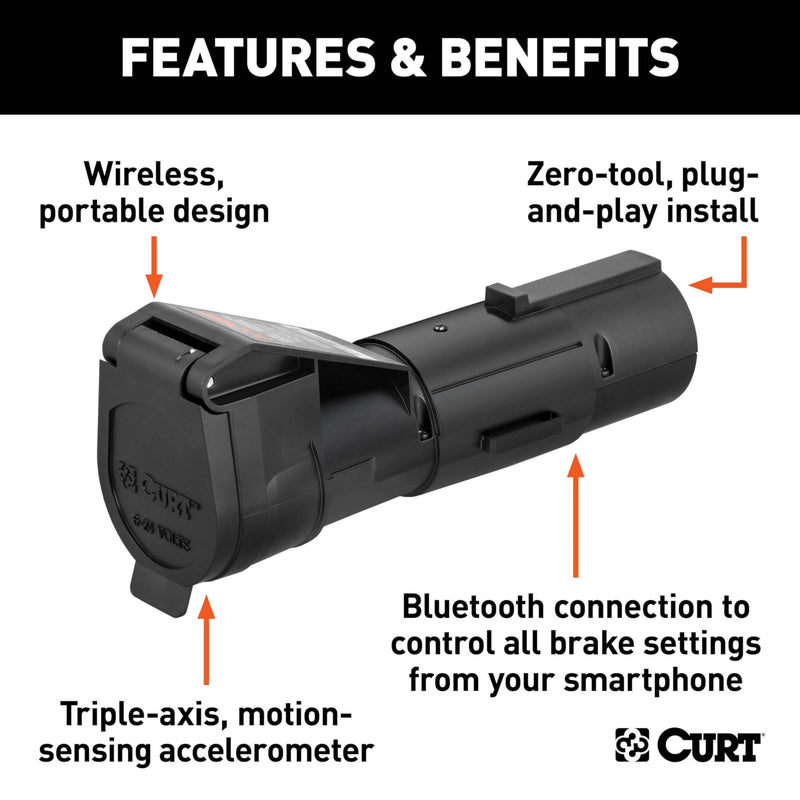 Echo CURT Mobile Electric Trailer Brake Controller with Bluetooth® Enabled Smartphone Connection, Proportional