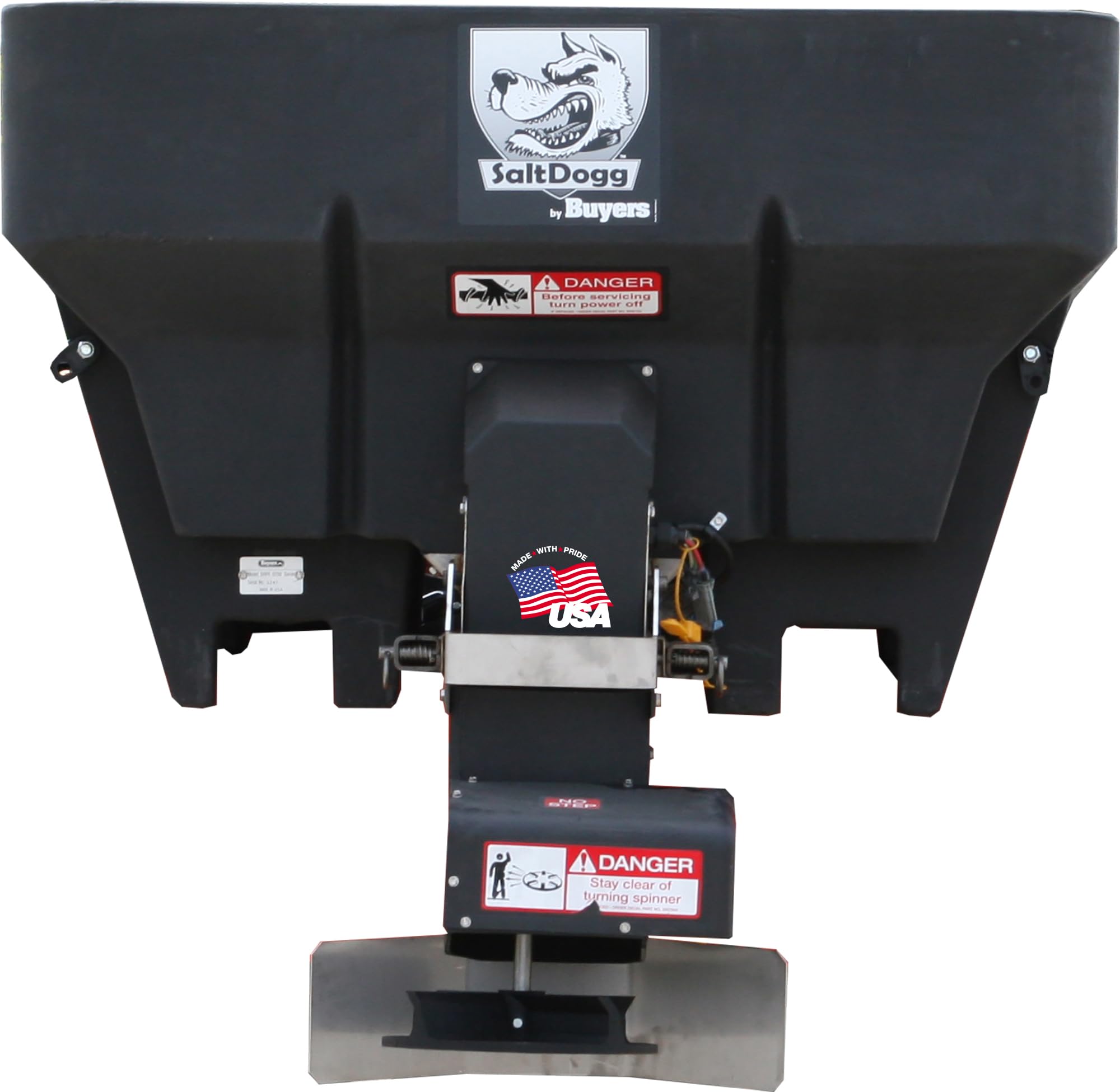 Buyers Products SHPE0750 SaltDogg Commercial Salt & Sand Spreader w/Electric Drive Hopper, Made In The USA, 0.75 Cu. Yds Capacity, Stainless Steel Auger, Residential Salt Spreader