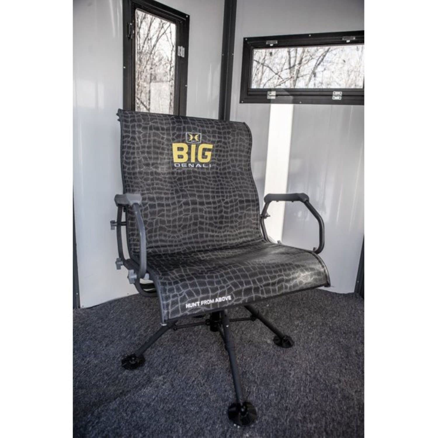 HAWK Big Luxury Denali Blind Chair Extra Large Comfortable Silent Swiveling Portable Chair with 4 Adjustable Legs for Camping, Hunting, Fishing, Backpacking Holds Up To 350 LBS