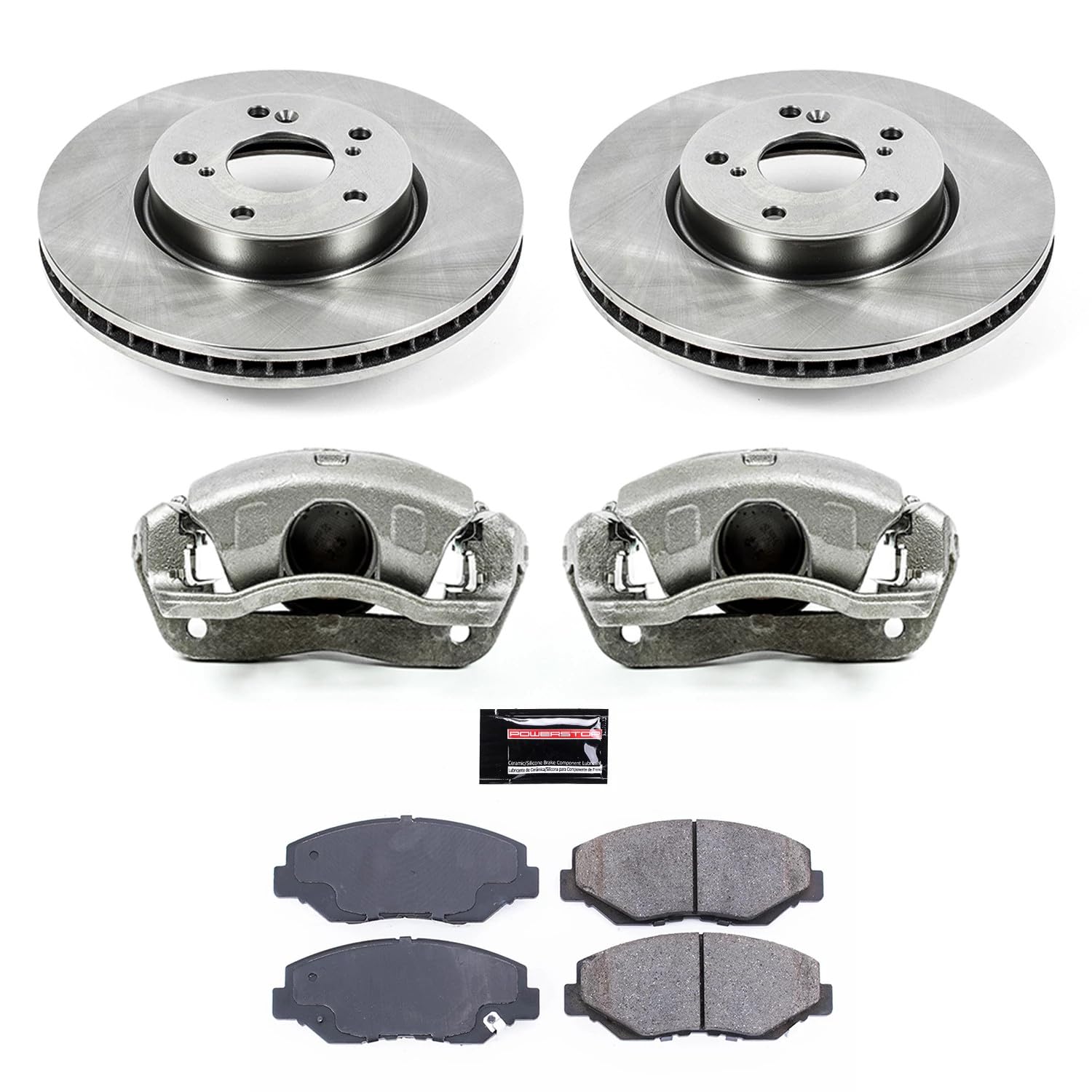Power Stop KCOE7889 Autospeciality Front Brake Caliper Kit- Brake Rotors, Ceramic Brake Pads, Brake Calipers
