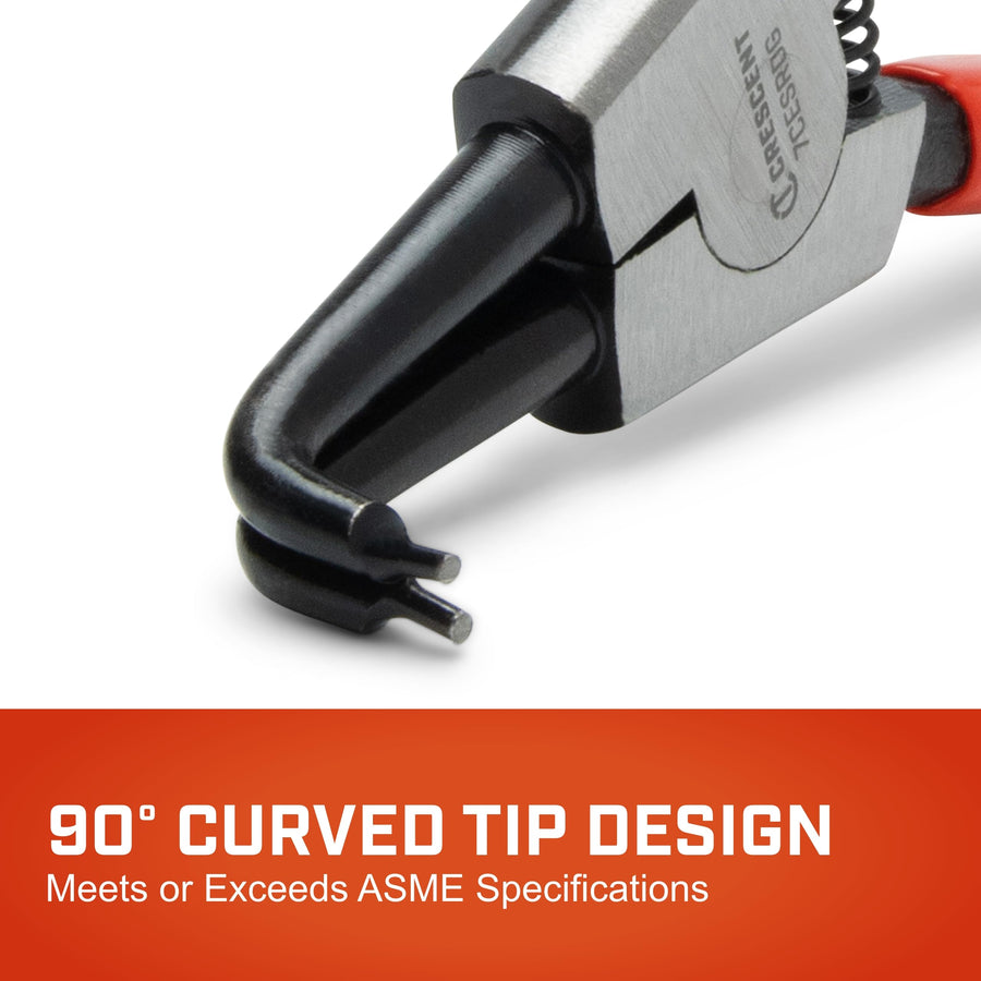 Crescent Curved 7CESRDG External Snap Ring Dipped Plier, 7" Size