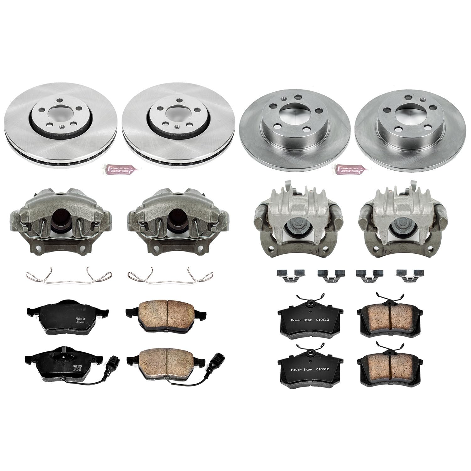 Power Stop KCOE899 1-Click OE Replacement Brake Kit with Calipers For Volkswagen Jetta 2001-2005 Autospecialty [Model Specific]