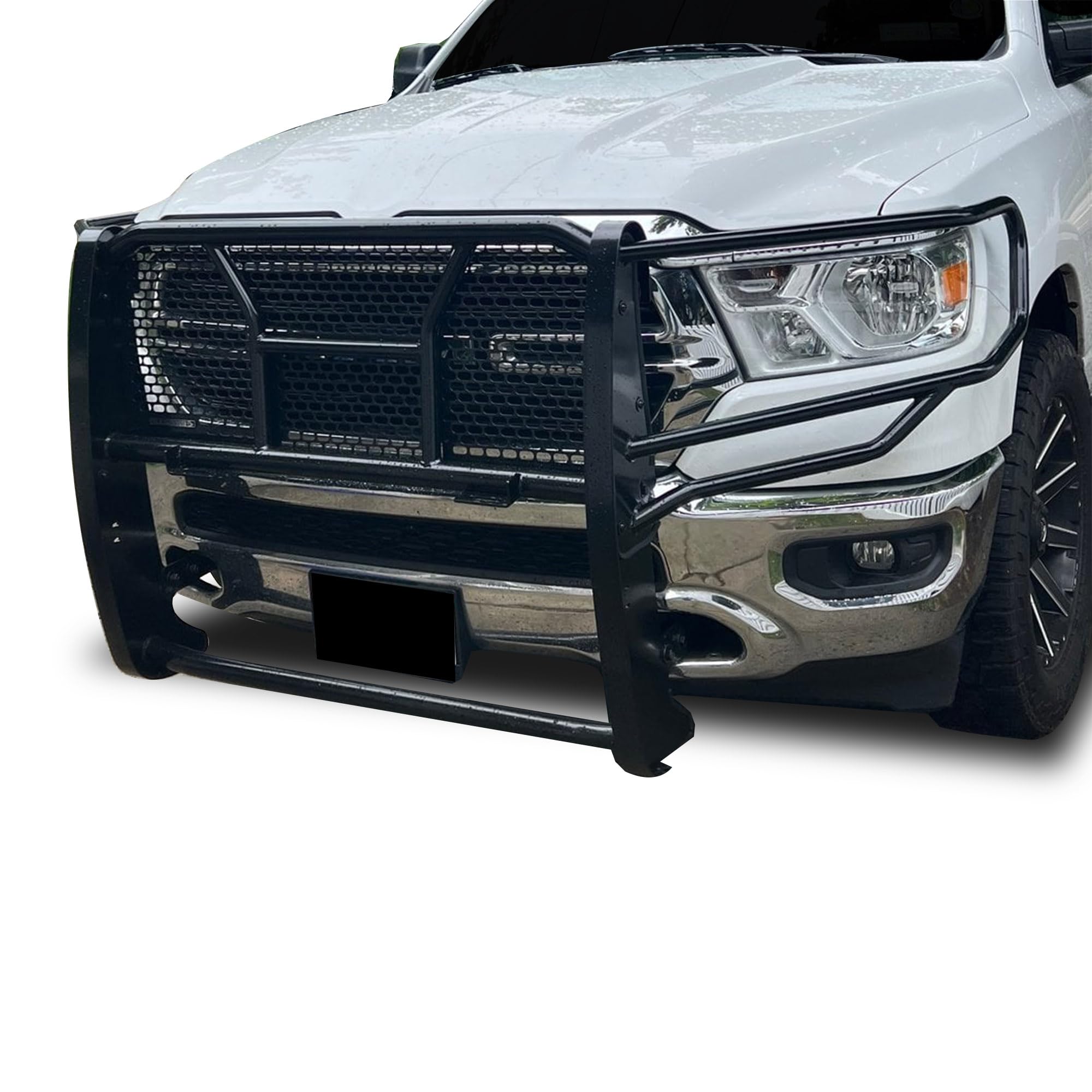 RUGGED Black Horse Heavy Duty Grille Brush Bumper Guard Modular Black Compatible with 2019-2025 Ram 1500-RU-DORA19-B
