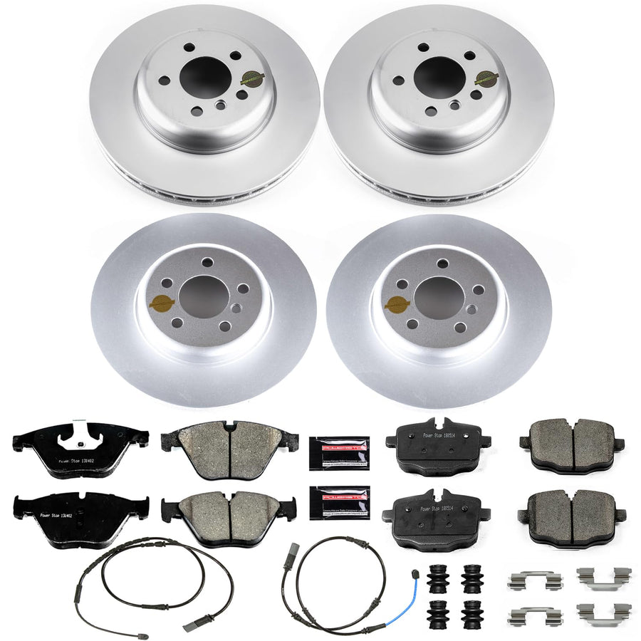 Power Stop Coated Rotor CRK7552 Front and Rear Brake Kit- Coated Brake Rotors & Z23 Carbon-Fiber Ceramic Brake Pads