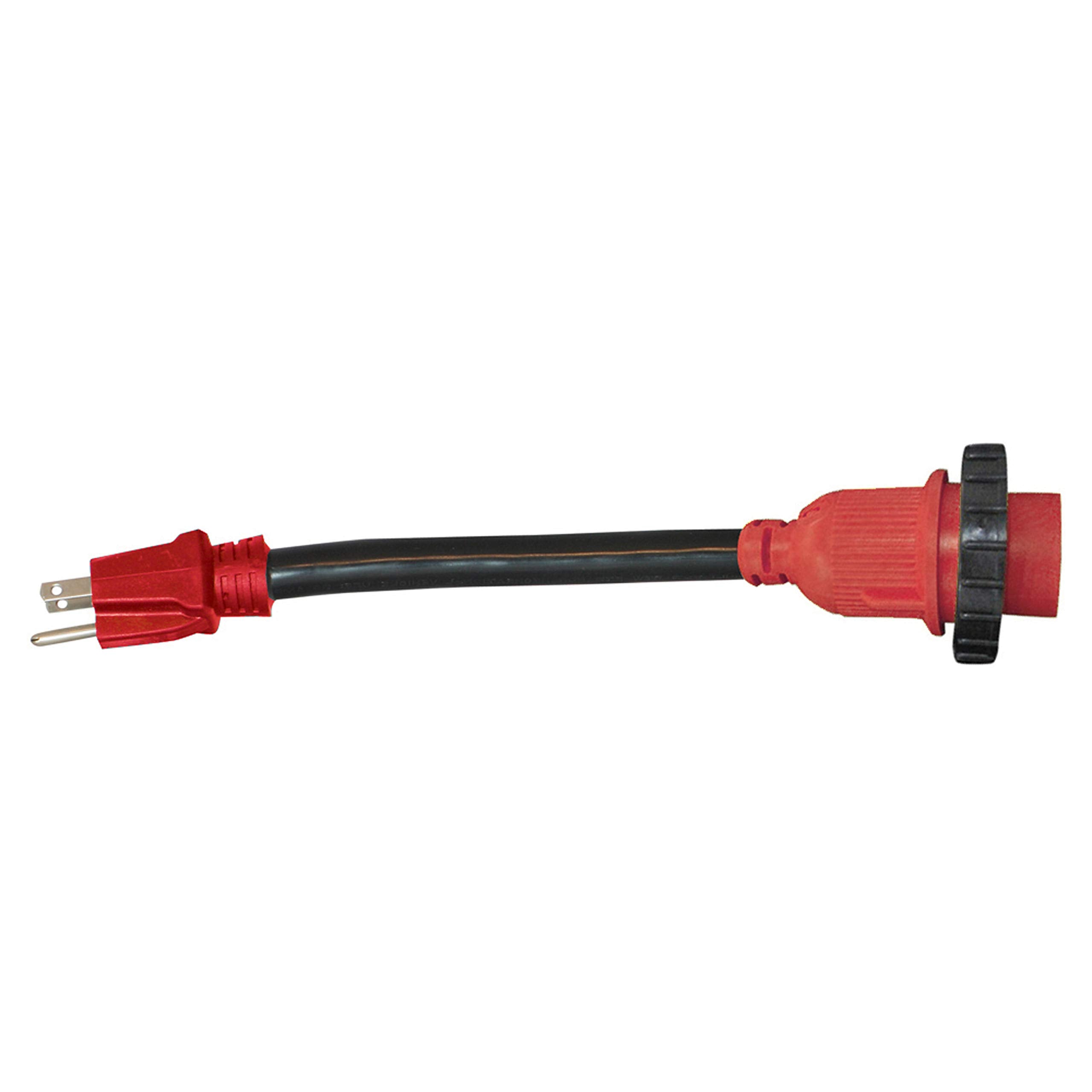 Valterra A10-1530DVP Detachable Mighty Cord 12" Adapter Cord w/Handle - 15AM to 30AF, Red (Carded)