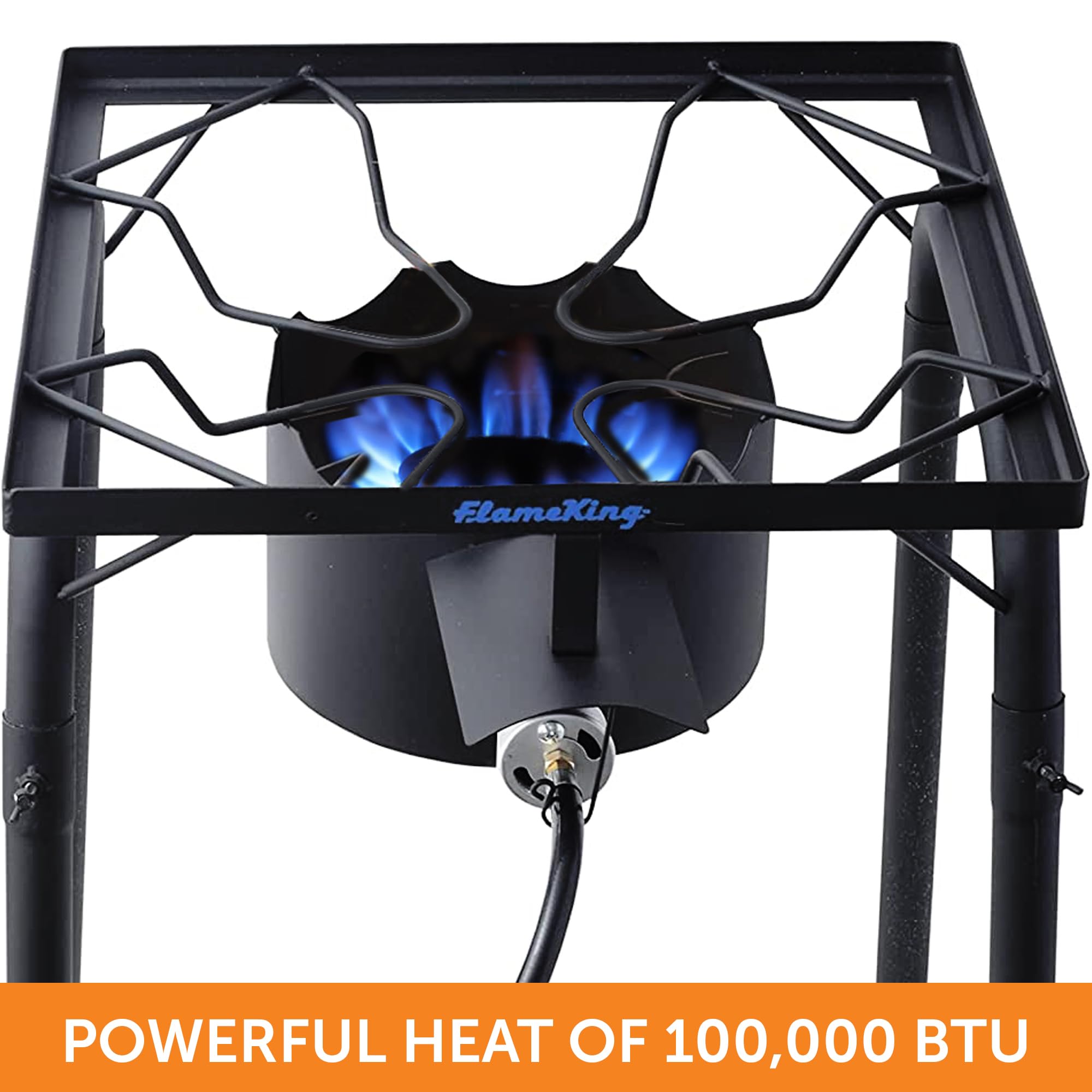 Flame King 100,000 BTU Heavy Duty Propane Gas Single Burner Bayou Cooker Outdoor Stove for Home Brewing, Turkey Fry, Maple Syrup Prep, Cajun Cooking