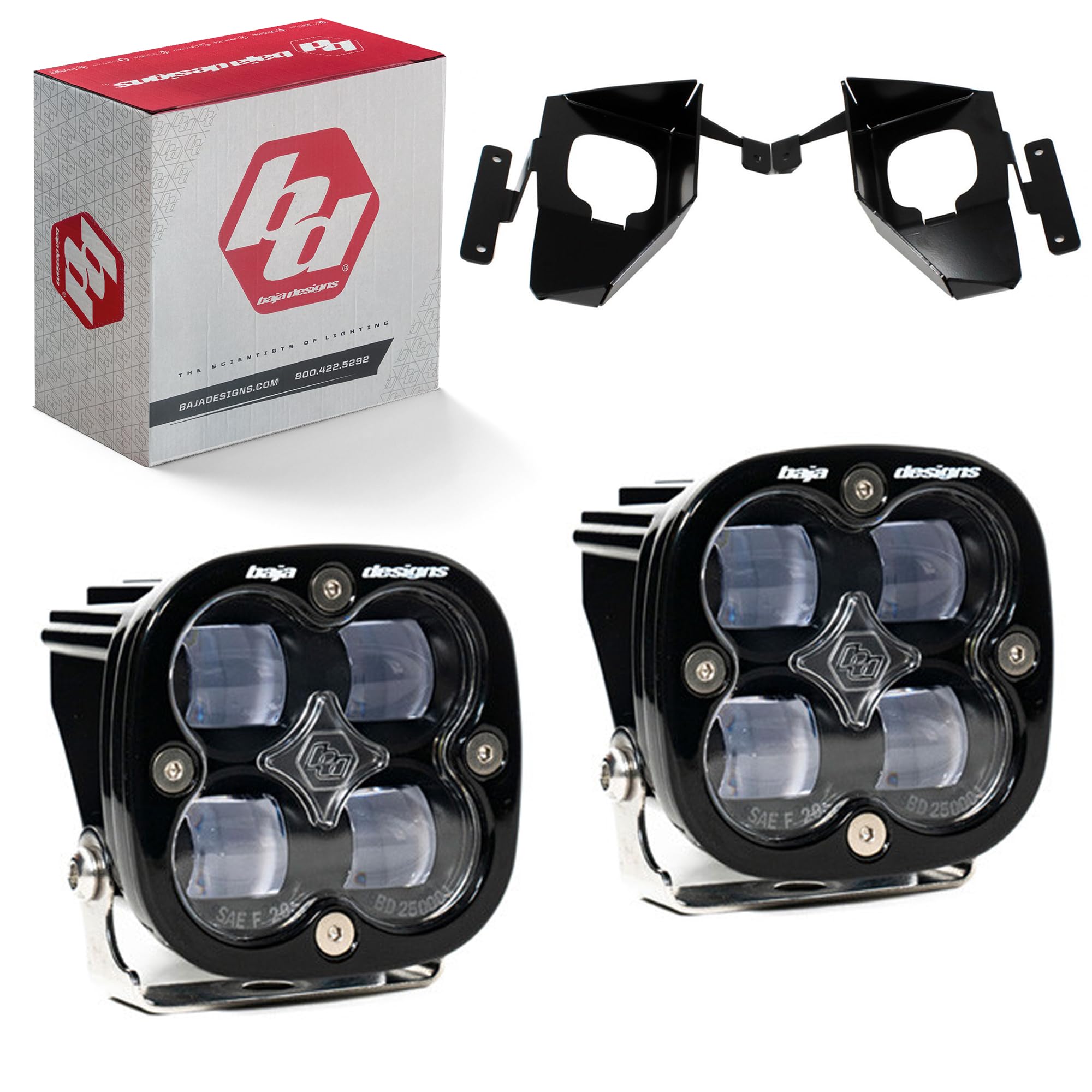 Baja Designs Fog Pocket LED Light Kit Squadron SAE fits Chevy Silverado, Sierra 1500 2016-2018 (Wide Cornering; Clear)